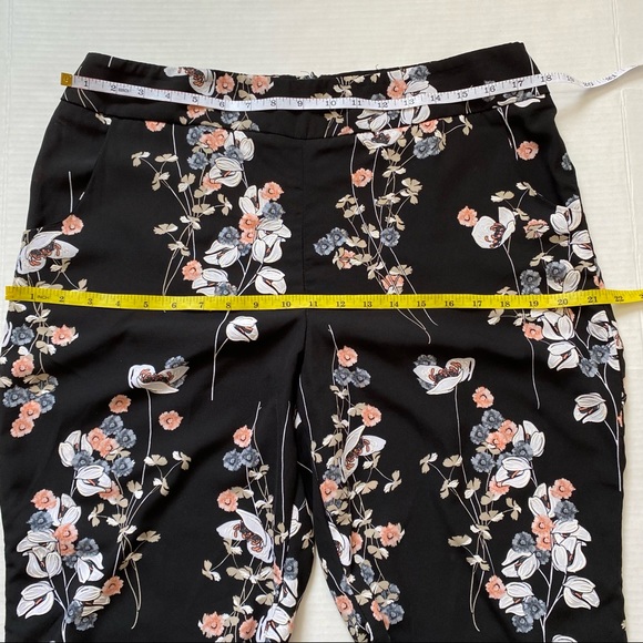 Frank Lyman floral black wide leg flare pant size 14 - Picture 10 of 15